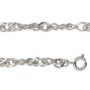 Chain, antique silver-finished steel, 5mm twisted Singapore, 20 inches with springring clasp. Sold individually.
