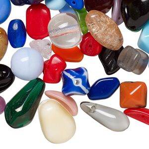 Component mix, vintage pressed glass, mixed colors, 3mm-24x17mm mixed shape. Sold per 1/4 pound pkg, 120-200 components.