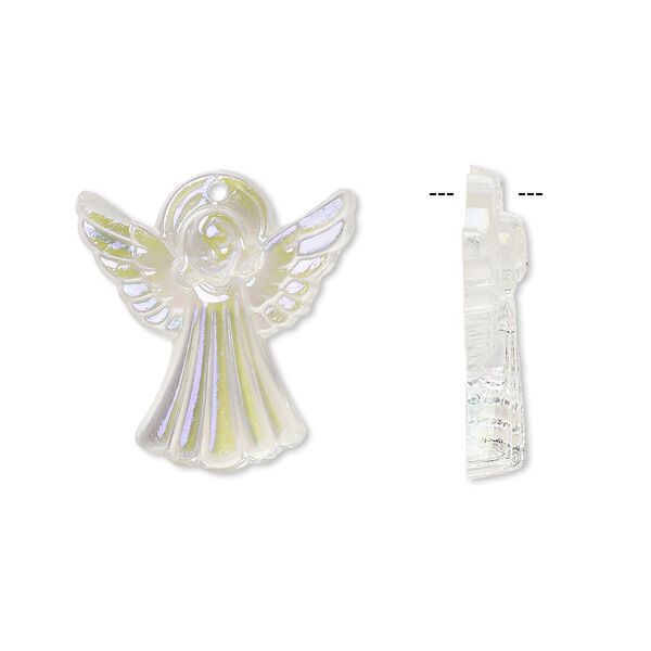 Drop, glass, glacier blue bright, 21x20mm angel. Sold individually. image number 0