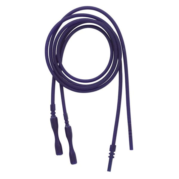 Necklace cord, silicone, opaque purple, 2.2-2.5mm wide, 18 inches with snap closure. Sold per pkg of 4. image number 0