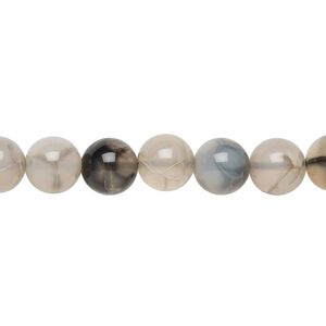 Grey crackle agate 1pkg1, round bead 15 inch 7-8mm