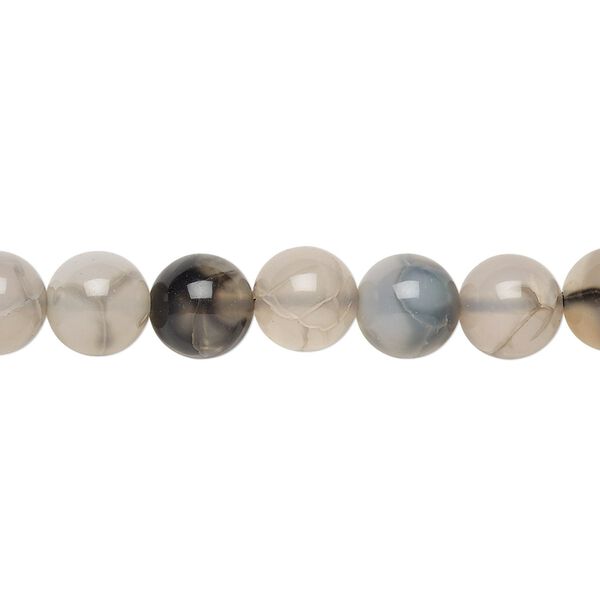 Grey crackle agate 1pkg1, round bead 15 inch 7-8mm image number 0