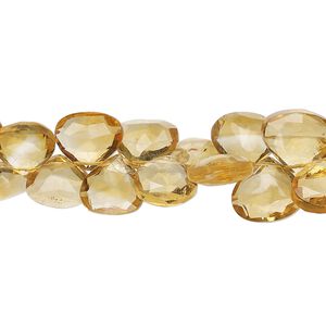 Citrine 1pkg1, hand-cut top-drilled faceted puffed teardrop bead 8 inch 8x7mm-9mm
