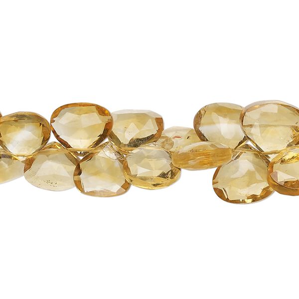 Citrine 1pkg1, hand-cut top-drilled faceted puffed teardrop bead 8 inch 8x7mm-9mm image number 0
