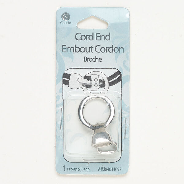 Clasp, hook, "pewter" (zinc-based alloy), pkg/1, antique silver finish, 32mm round. image number 0