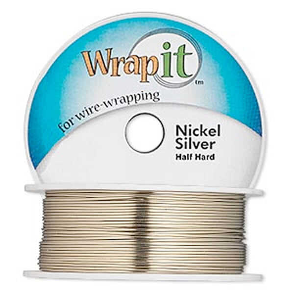 Wire, Wrapit®, nickel silver, half-hard, round, 28 gauge. Sold per 0.25-pound spool, approximately 509 feet. image number 0