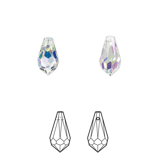 Drop 4pk crystal AB, Crystal Passions® 11x5.5mm pendant teardrop 6000 image number 0