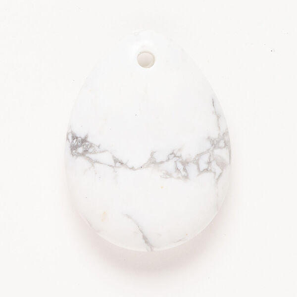 Howlite 1pkg1, top-drilled puffed teardrop focal natural, 40x29mm-40x31mm image number 0