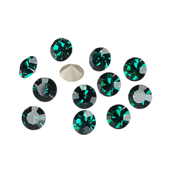 Chaton 144pk emerald foil back, Preciosa MAXIMA Czech crystal rhinestone 6.14-6.32mm 15-cut faceted round SS29 image number 0