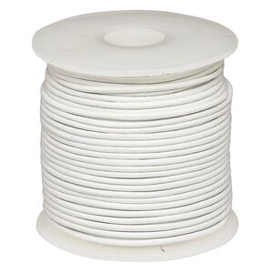 Cord, leather (dyed), white, 1-1.2mm round. Sold per 25-yard spool.