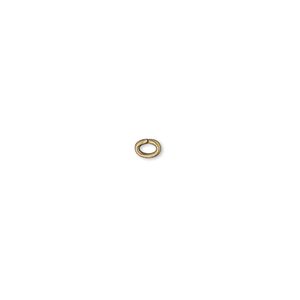 Jump ring, antique gold-plated brass, 4x3mm oval, 2.5x1.5mm inside diameter, 20 gauge. Sold per pkg of 100.