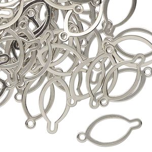 Link, nickel-finished brass, 20x9mm oval. Sold per pkg of 100.