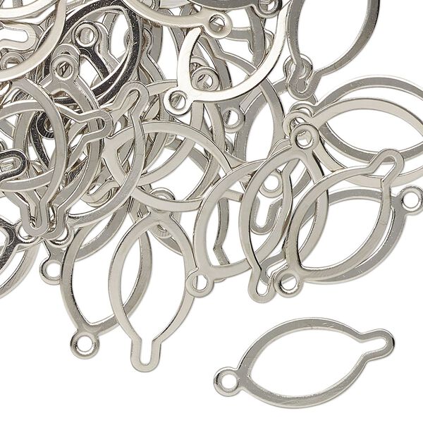 Link, nickel-finished brass, 20x9mm oval. Sold per pkg of 100. image number 0