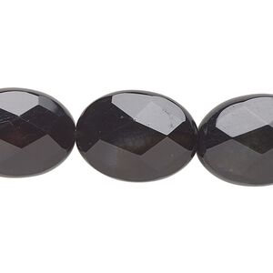 Black onyx 1pkg1, hand-cut faceted puffed oval bead 7.5 inch 18x13mm-22x17mm