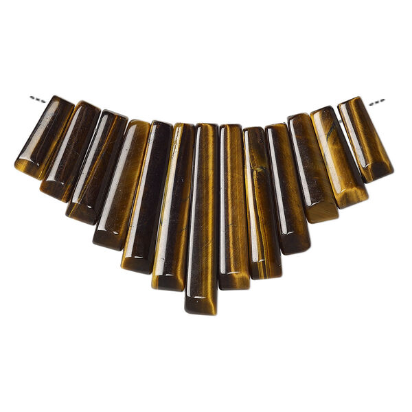 Focal, tigereye (natural), 10-29mm graduated mini-fan, B grade, Mohs hardness 7. Sold per 13-piece set. image number 0