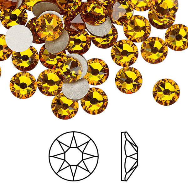 Flat back 288pk topaz foil back, Swarovski® 6.32-6.5mm rose round SS30 2088 image number 0