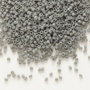 Seed bead, Delica®, glass, pkg/250g, #11 round, opaque grey (DB-0731).