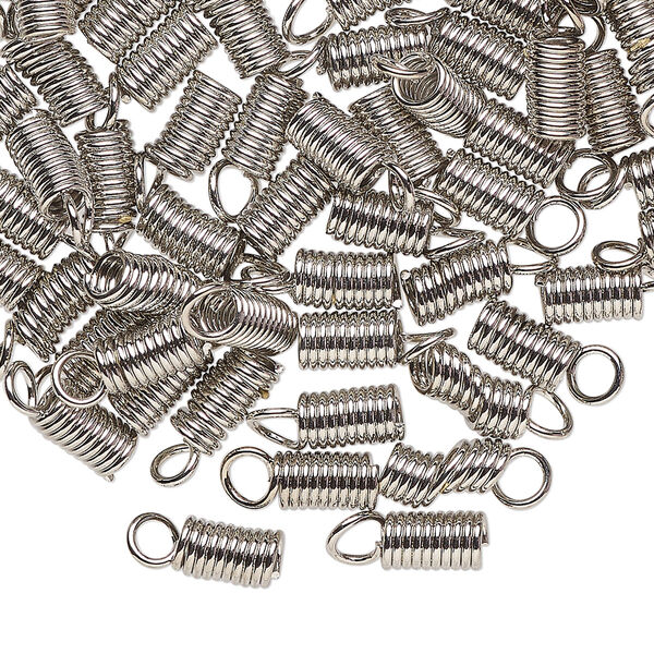 Cord coil, antique silver-finished brass, glue-in, 10x4mm with loop, 2.5mm inside diameter. Sold per 1-ounce pkg. image number 0