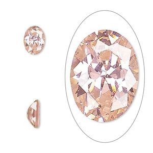 Gem, cubic zirconia, sapphire rose, 8x6mm faceted oval, Mohs hardness 8-1/2. Sold per pkg of 2.