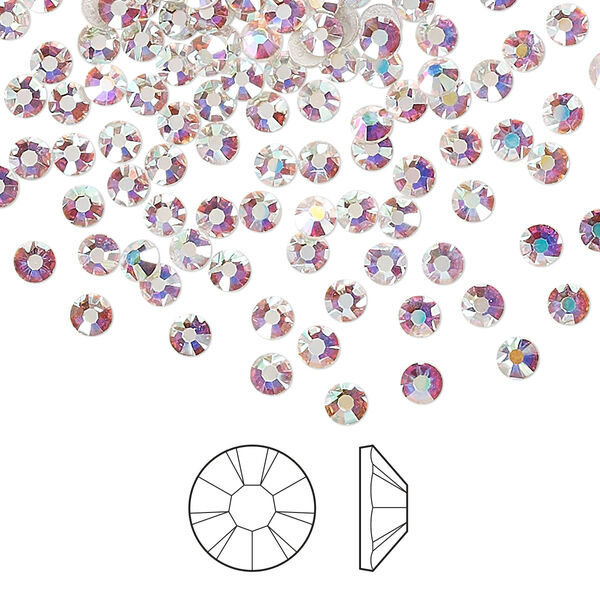 Flat back 1440pk crystal AB foil back, Preciosa MAXIMA Czech crystal hotfix rhinestone 3-3.2mm chaton rose round SS12 image number 0