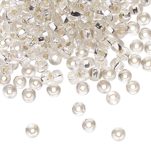 Seed bead, Preciosa Ornela Czech glass, pkg/50g, #6 rocaille, transparent silver-lined clear, (78102). image number 0