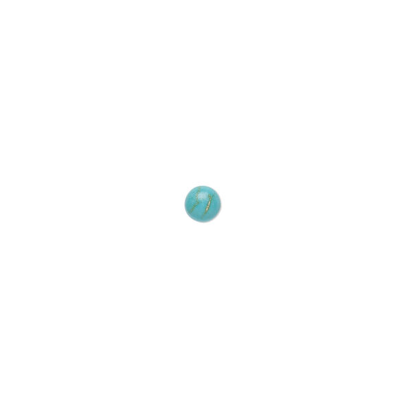 Cabochon, "turquoise" (resin) (imitation), 4mm calibrated round with matrix. Sold per pkg of 4. image number 0