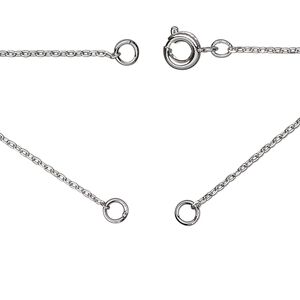 Chain 1pkg1 silver-plated cable, 1.1mm necklace component / 3.5mm jump ring / springring clasp, brass 18 inch