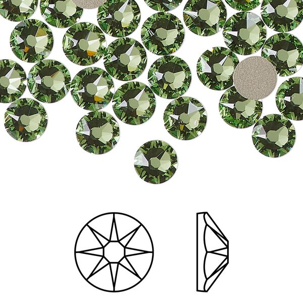 Flat back 144pk peridot foil back, Crystal Passions® Regenerated 6.32-6.5mm rose round SS30 2088 image number 0