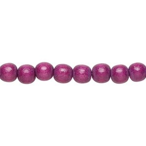 Bead, Taiwanese cheesewood (dyed / waxed), dark purple, 5-6mm round. Sold per pkg of (2) 15-1/2" to 16" strands.