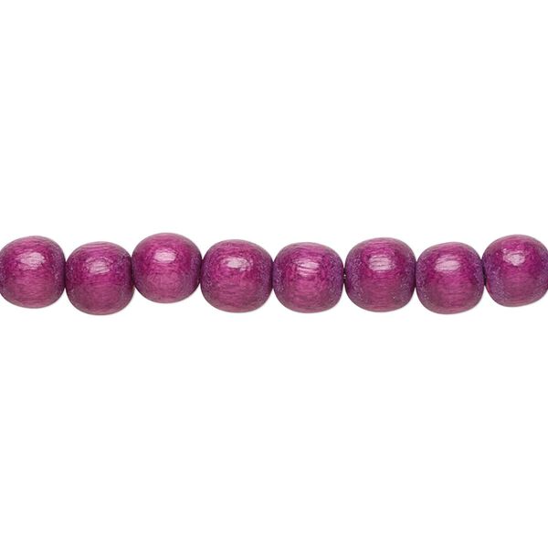 Bead, Taiwanese cheesewood (dyed / waxed), dark purple, 5-6mm round. Sold per pkg of (2) 15-1/2" to 16" strands. image number 0