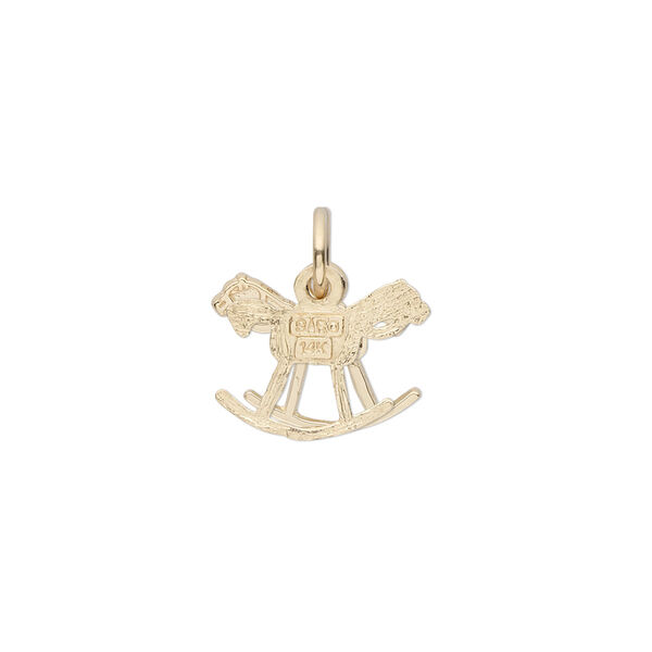 Charm, 14Kt gold, 11x8mm rocking horse. Sold individually. image number 0
