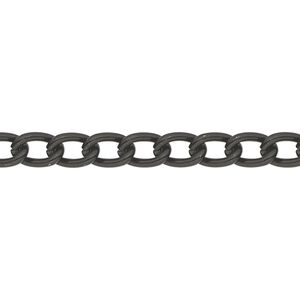 Chain 1pkg1 curb, 5mm, aluminum / anodized black 5 foot unfinished