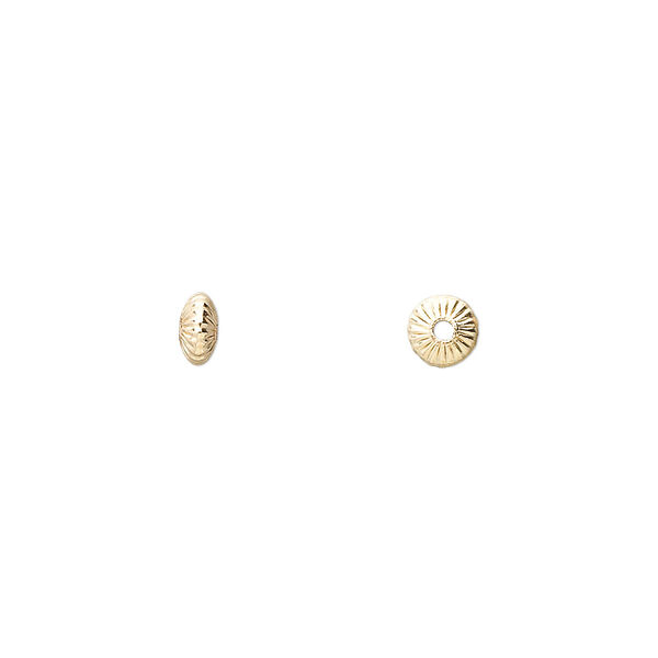 Bead, 14Kt gold-filled, 5x2.5mm corrugated saucer. Sold per pkg of 20. image number 0