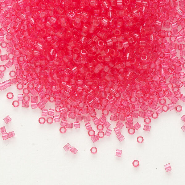Seed bead, Delica®, glass, pkg/7.5g, #11 round, transparent outside dyed bubblegum pink (DB-1308). image number 0
