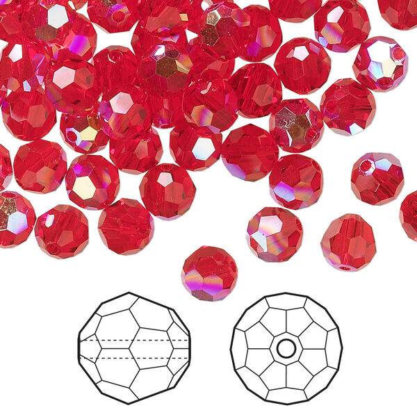 Bead 144pk light Siam AB, Crystal Passions® 6mm round 5000 image number 0