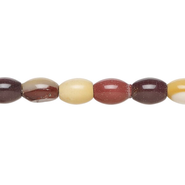 Moukaite jasper 1pkg1, oval bead natural, 15 inch 8x6mm-10x7mm image number 0
