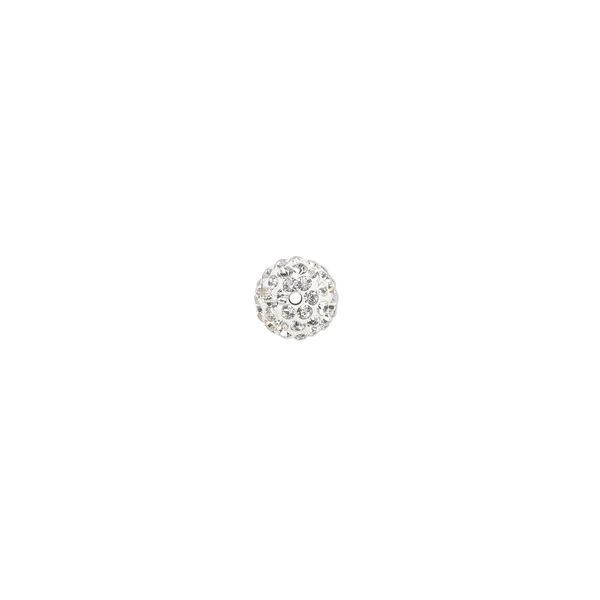 Bead, glass rhinestone / epoxy / resin, white and clear, 12mm round. Sold individually. image number 1