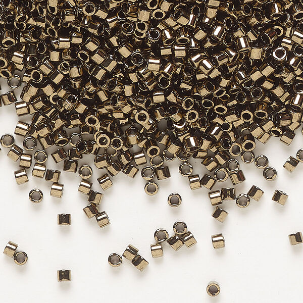 Seed bead, Delica®, glass, pkg/50g, #10 round, opaque metallic dark bronze (DBM-0022). image number 0
