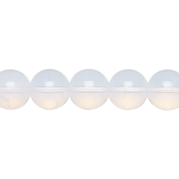 Bead, Preciosa, Czech glass druk, translucent white opal, 10mm round. Sold per 15-1/2" to 16" strand. image number 0