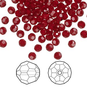 Bead 144pk Siam, Crystal Passions® 4mm round 5000