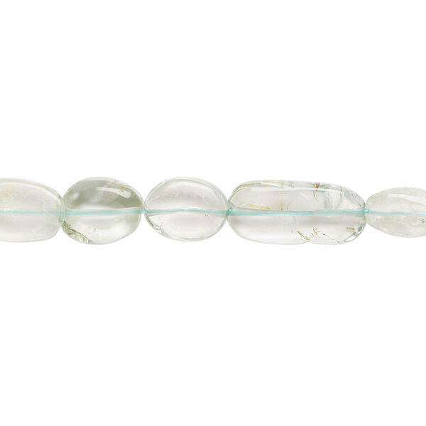 Bead, apatite (natural), light, 7x6mm-13x8mm hand-cut puffed oval with 0.4-1.4mm hole, C grade, Mohs hardness 5. Sold per 14-inch strand. image number 0