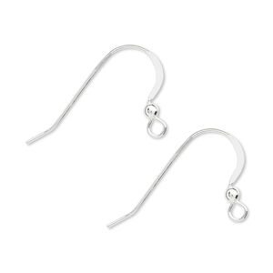 Ear wire fishhook 1pkg1000 sterling silver, 16mm flat / 2.5mm ball / open loop, 22 gauge 500 pair