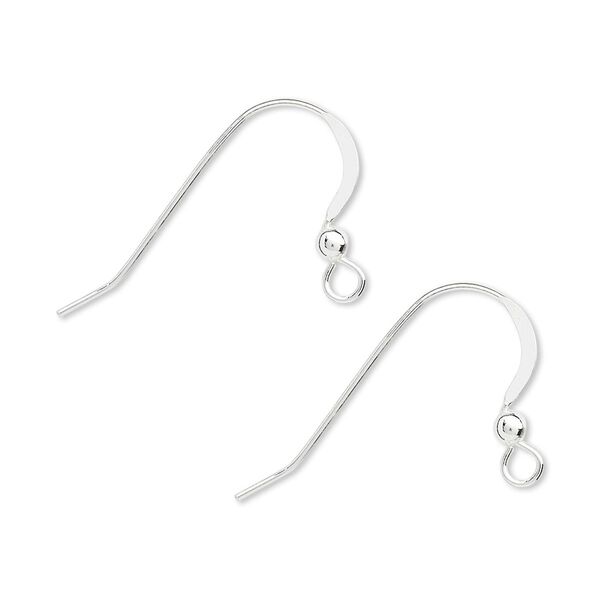 Ear wire fishhook 1pkg1000 sterling silver, 16mm flat / 2.5mm ball / open loop, 22 gauge 500 pair image number 0
