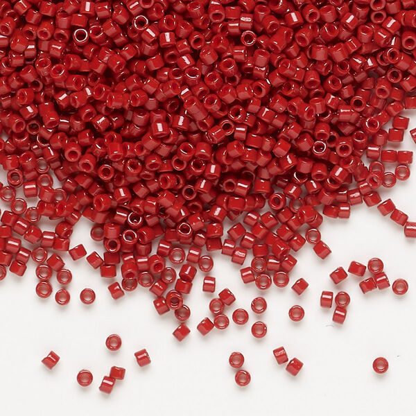 Seed bead, Delica®, glass, pkg/7.5g, #11 round, Duracoat® opaque outside dyed Shanghai red (DB-2354). image number 0