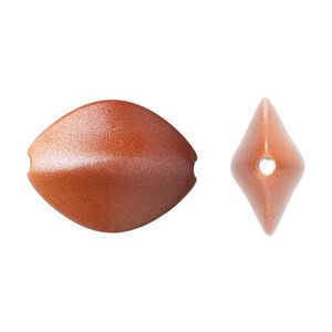 Bead, acrylic, pearlized orange, 23x18mm ridged oval. Sold per pkg of 60.