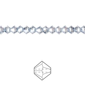 Bead 144pk translucent crystal silver night, Celestial Crystal® 4mm bicone