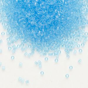 Seed bead, Delica®, glass, pkg/250g, #11 round, transparent aqua (DB-0706).