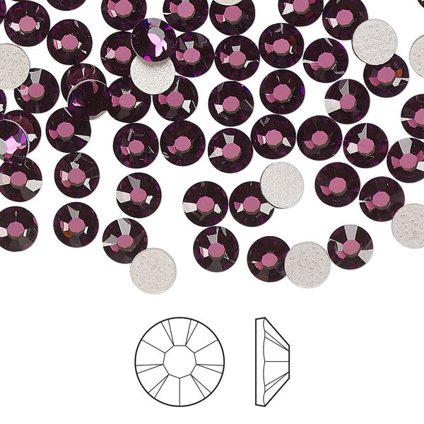 Flat back 144pk amethyst foil back, Preciosa MAXIMA Czech crystal hotfix rhinestone 4.6-4.8mm chaton rose round SS20 image number 0