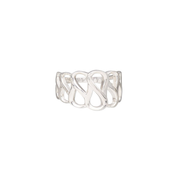 Ring, sterling silver, 12mm wide with cutout design, size 7. Sold individually. image number 0