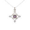 Amethyst / sterling silver 1pkg1, open beaded diamond drop natural antiqued 17x17mm image number 0